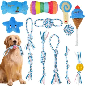 12 Pack Puppy Teething Toys for Small Dogs, Plush Cute Squeaky Dog Toy, Durable Various Dog Rope Toys and Treat Dispenser Ball, Puppy Chewing Toy for Fun and Teeth Cleaning