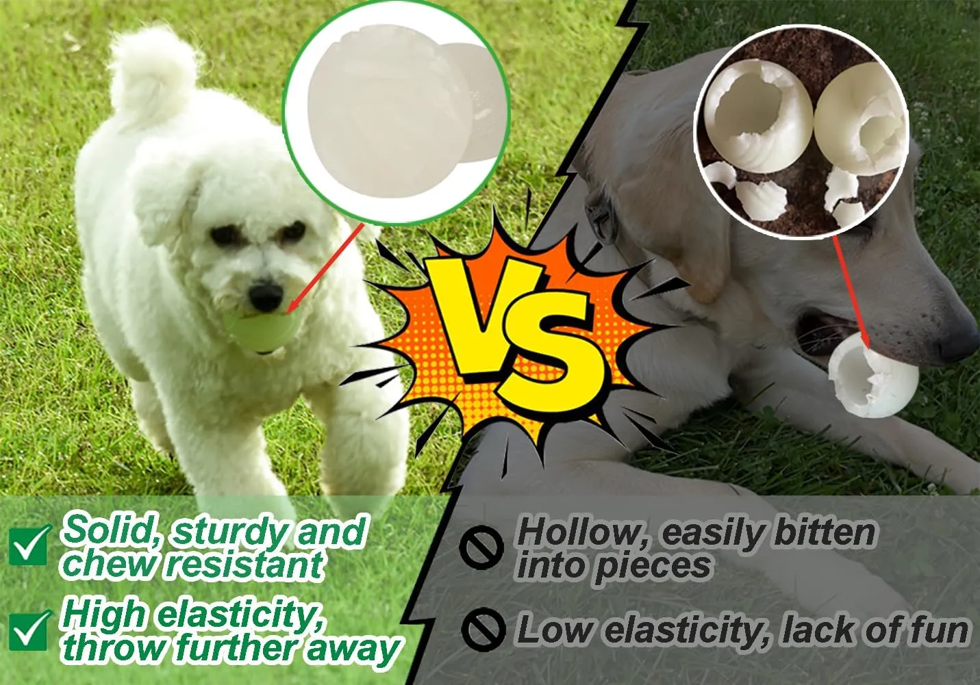 2 PCS Glowing Fetch Balls - Rubber Glowing Dog Toy Balls, High Bounce, Chew Resistant, Under 60 Lbs, Belgian Malinois Gifts (6CM)