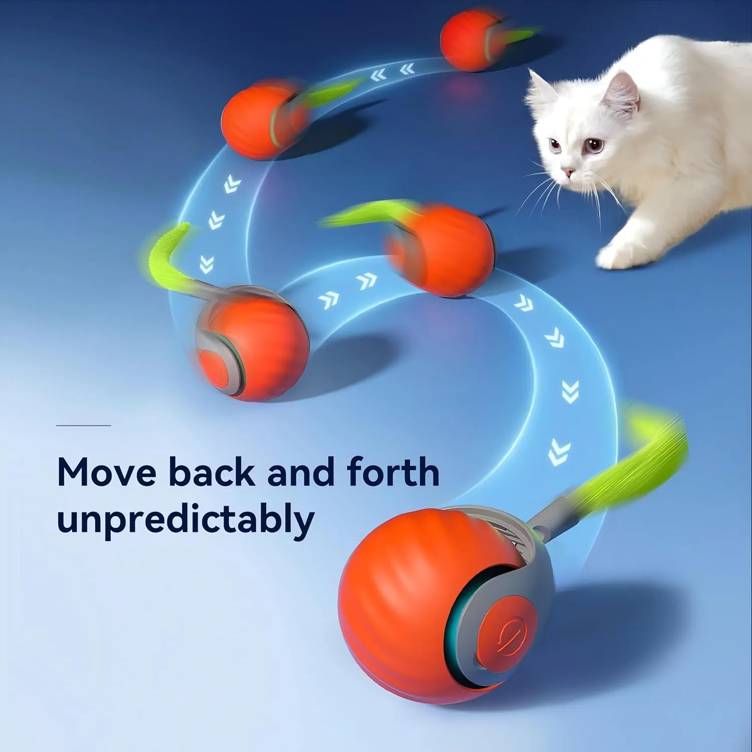 2025 Newly upgraded version 3.0 Cat Toys, Cool Intelligent Interactive Cat Ball for Indoor Bored Cats, Automatic Rolling Ball 3.0 Puzzle Toy, Electronic Rolling Pet Chase (Blue   Orange - 2pcs)