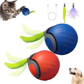 2Packs Speedy 2.0 Tail Cat Toys for Bored Indoor,2025 New Generation Interactive Cat Toys for Indoor Cats,Automatic Moving Ball with Tail,Blue and Orange