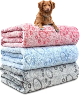 3 Pack Dog Blankets for Small Dogs, 23''x16'' Washable Dog Blanket, Soft Pet Blankets for CatRabbitGuinea Pig Small Animal Fleece Bedding Cute Claw Pattern Rabbit Bedding