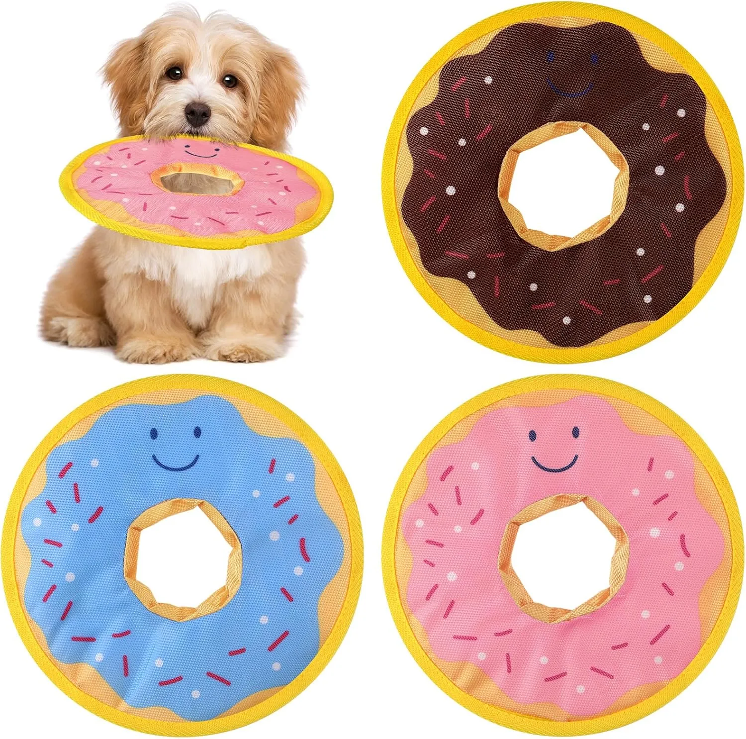 3 Pcs Floating Dog Toys Durable Oxford Fabric Dog Water Toy Donut Pet Pool Toys for Small Medium Puppy Dogs Outdoor Summer Pool Interactive Playing Fetch