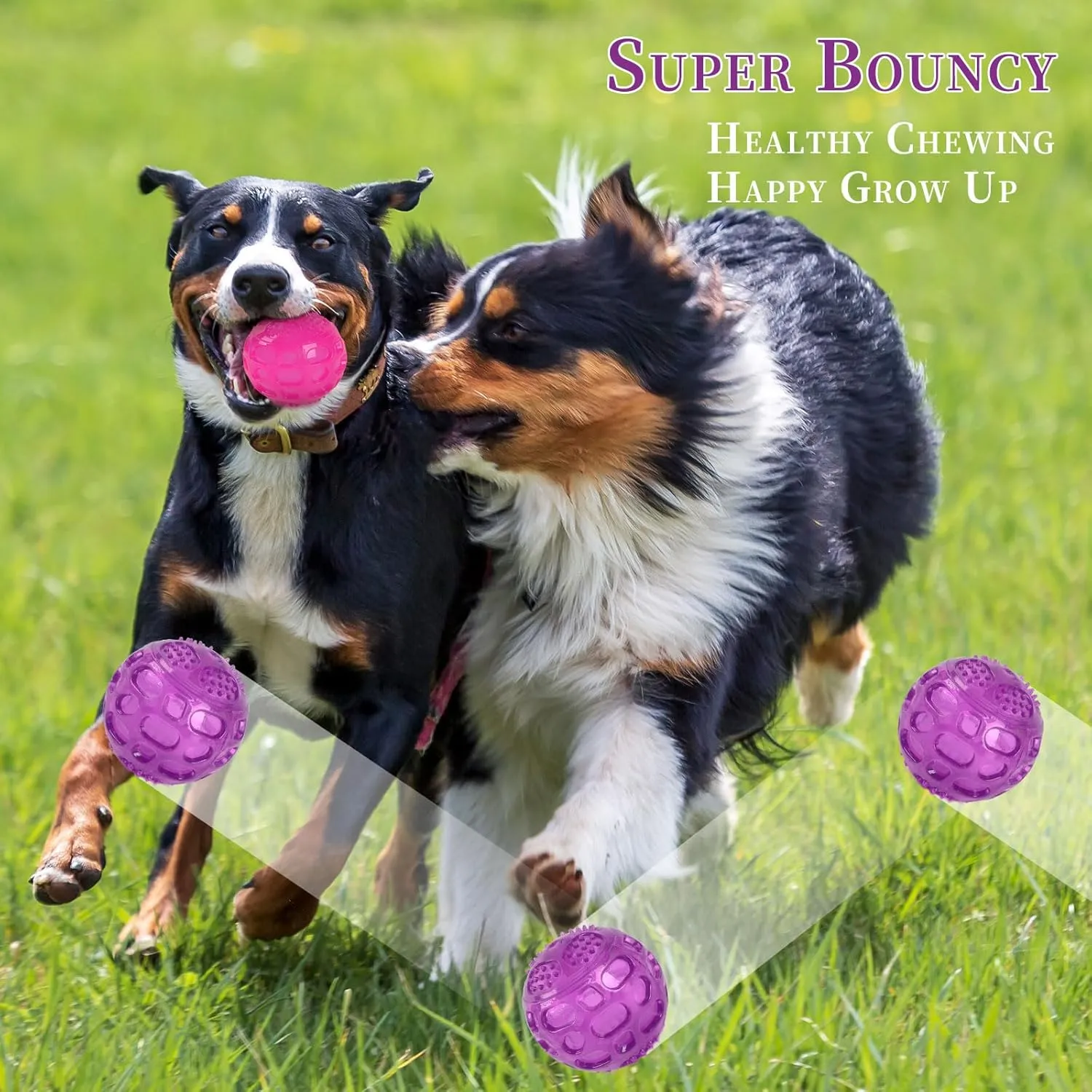 3'' Squeaky Dog Toy Balls for Lagre Medium Breed, Indestructible Dog Balls for Playing, Fetching & Retrieving, Durable Aggressive Chewers, 3 PCS Red Blue Green