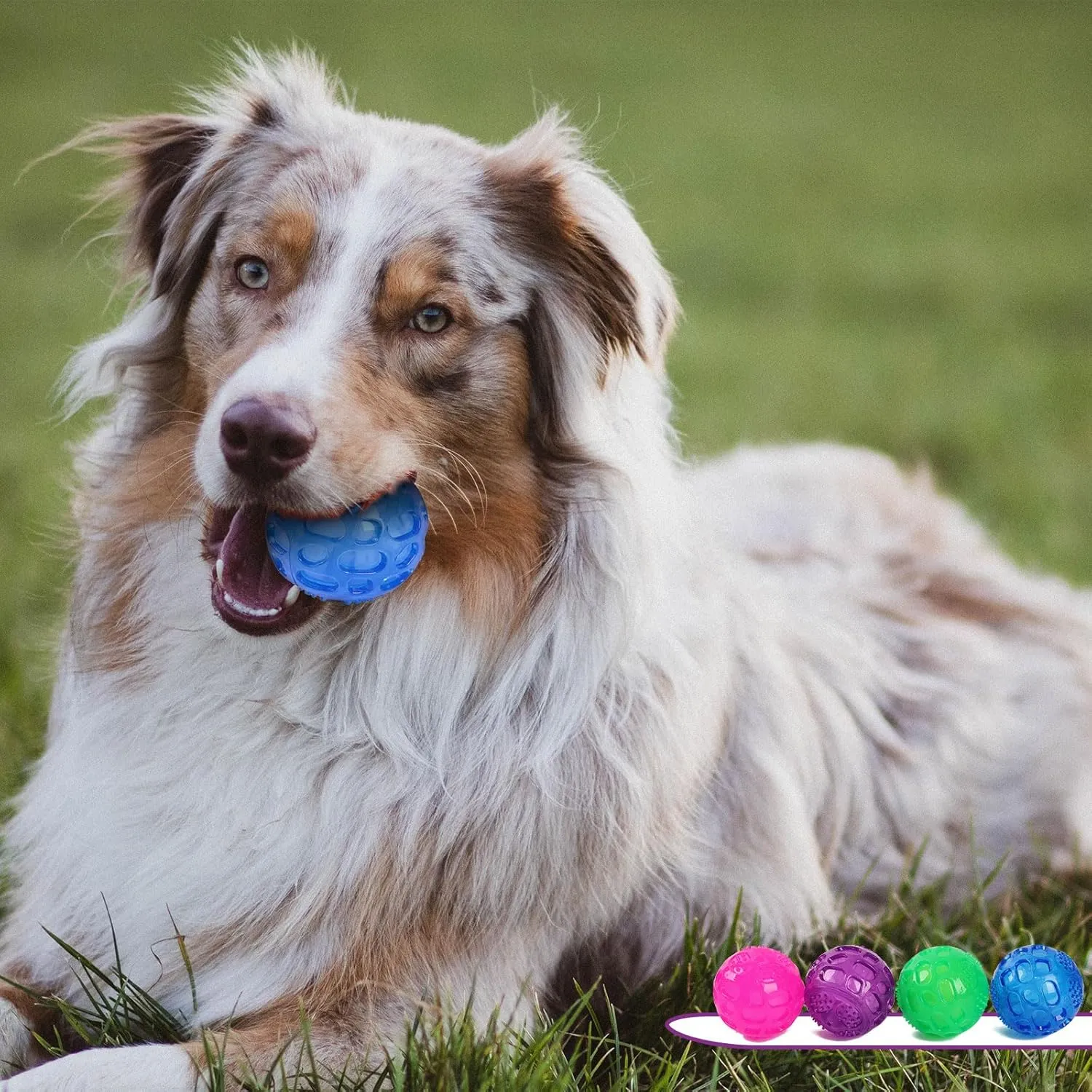 3'' Squeaky Dog Toy Balls for Lagre Medium Breed, Indestructible Dog Balls for Playing, Fetching & Retrieving, Durable Aggressive Chewers, 3 PCS Red Blue Green