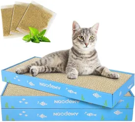 3Pcs Cat Scratching Pads, Double-Sided Corrugated Horizontal Cat Scratcher Cardboard, Scratch Board