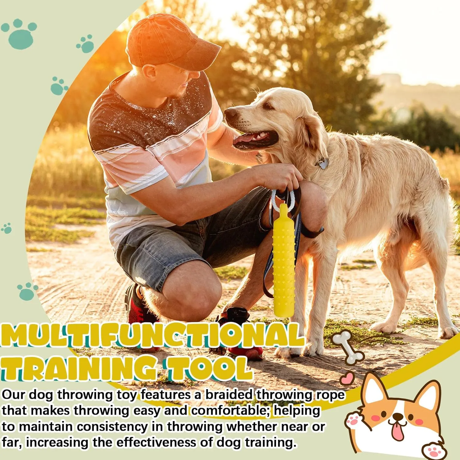 4 Pcs Dog Float Bumper Toy Training Bumper, 11 x 2 Inch Puppy Retriever Dummy Lightweight for Float on The Water Pool Fetch for Small, Medium, Large Dogs(Yellow)