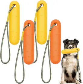 4 Pcs Interactive Dog Pool Toys with Throw Rope 8.66 x 2 Inch Fetch Training Bumpers Water Floating Toys for Outdoor (Yellow, Orange)