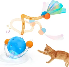 4th Gen Interactive Cat Toys for Indoor Cats Adult, Moving Cat Ball with Elastic Mesh Tail,Automatic Kitten Toys for Bored Indoor Cats,Motion Activated Smart