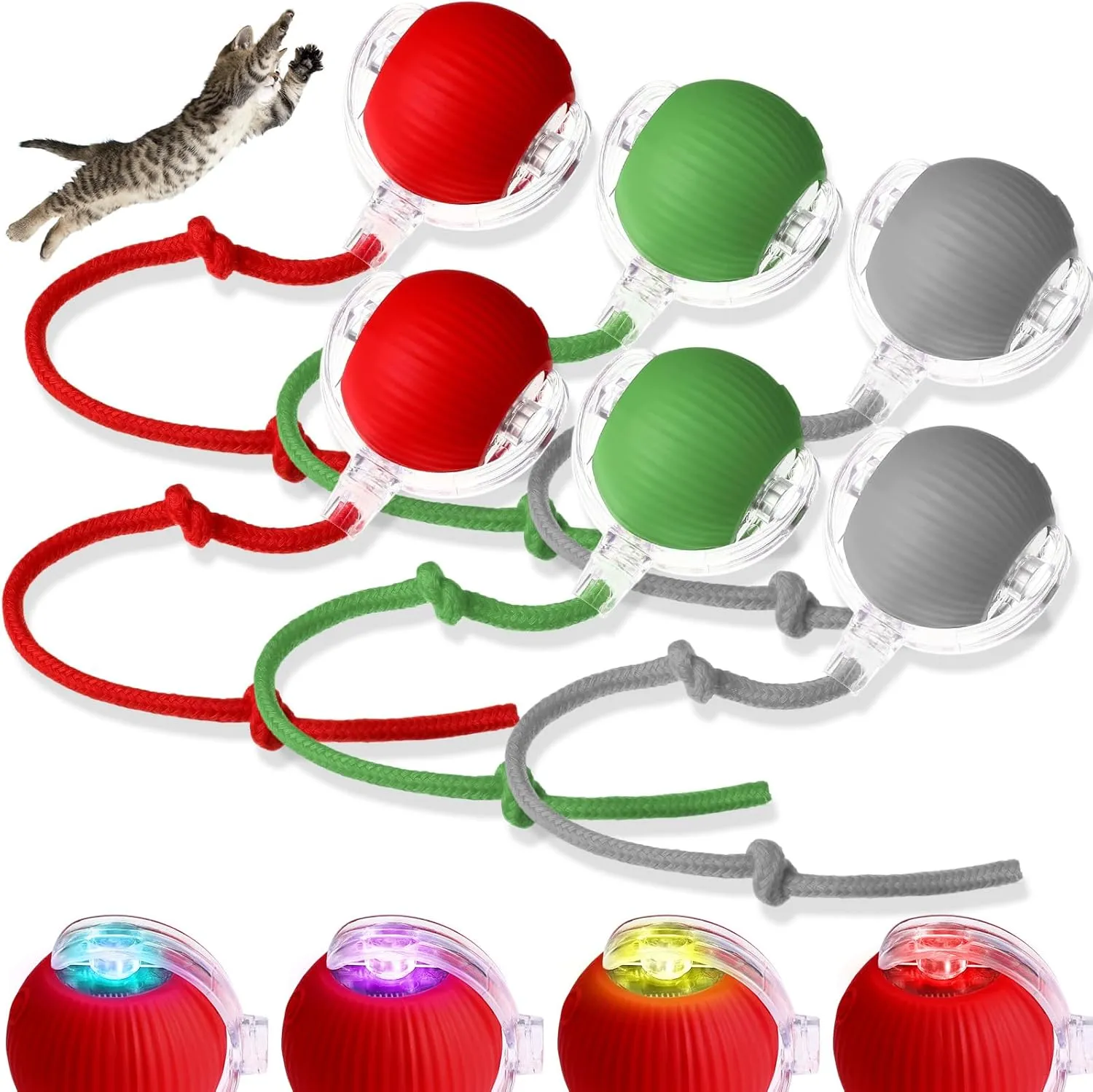 6 Pack Interactive Cat Ball Toy 360 Automatic New Interactive Rolling Ball 2025 Rechargeable for Indoor Cat Dog Exercise Electric Self Rolling Toy for Large and Small Puppy Kitten