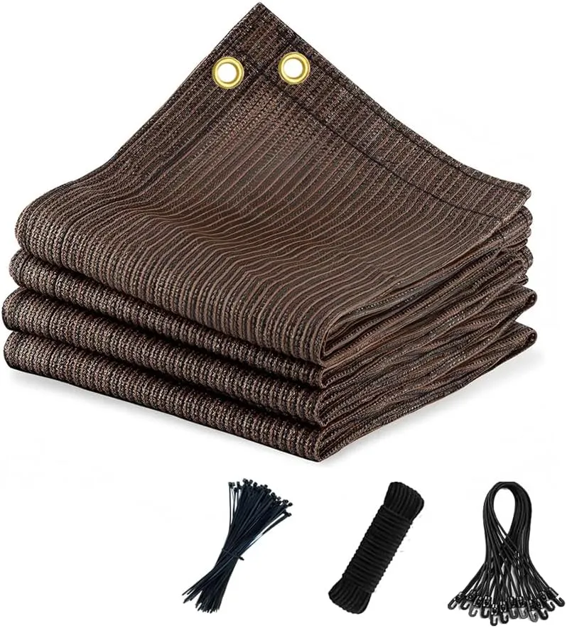 90% Sun Shade Cloth with Grommets, 8X20 Ft Pergola Shade Cover Canopy, Breathable Sunshade for Patio, Outdoor Mesh Tarp Sun Screens for Garden, Backyard, Carport, Beach, Mocha