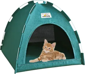 alfyng Cat Tent, Cats Tent Cave Nest Bed, Portable Kitten Tents, Pet House for Dog, Folding House with Soft Mat for Small Animals All Seasons Indoor and Outdoor (Green)