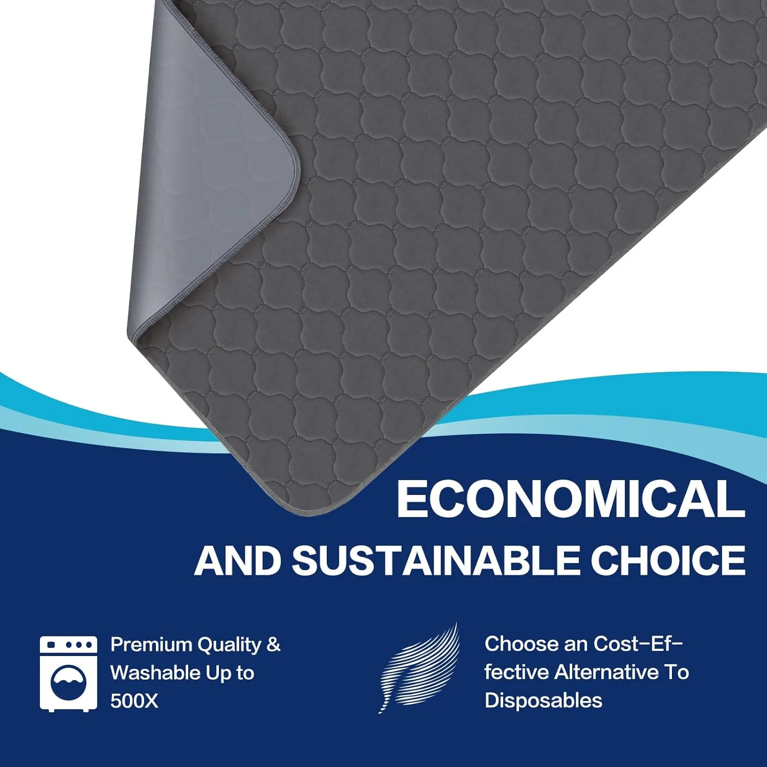 Alsunny Waterproof Pad for Bed 36x36 Inch (4pack),Bed Protectors for Incontinence ,Chuck Pads Washable,Waterproof Pad Washable Underpads for Adults,Bed Wetting Pads for Adult,Kids,Toddlers,Pet, Gray