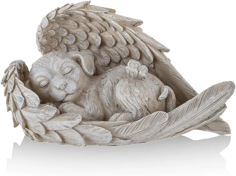 Angel Memorial Dog Statue Commemorates Our Lost Fur Baby,Dog Figurines is Placed in The Outdoor Garden or Tombstone