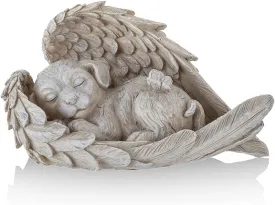 Angel Memorial Dog Statue Commemorates Our Lost Fur Baby,Dog Figurines is Placed in The Outdoor Garden or Tombstone