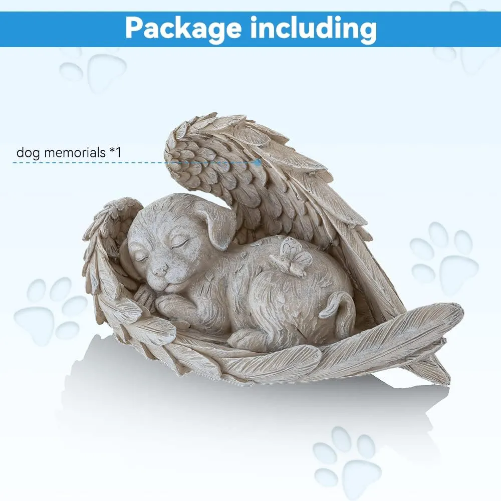 Angel Memorial Dog Statue Commemorates Our Lost Fur Baby,Dog Figurines is Placed in The Outdoor Garden or Tombstone