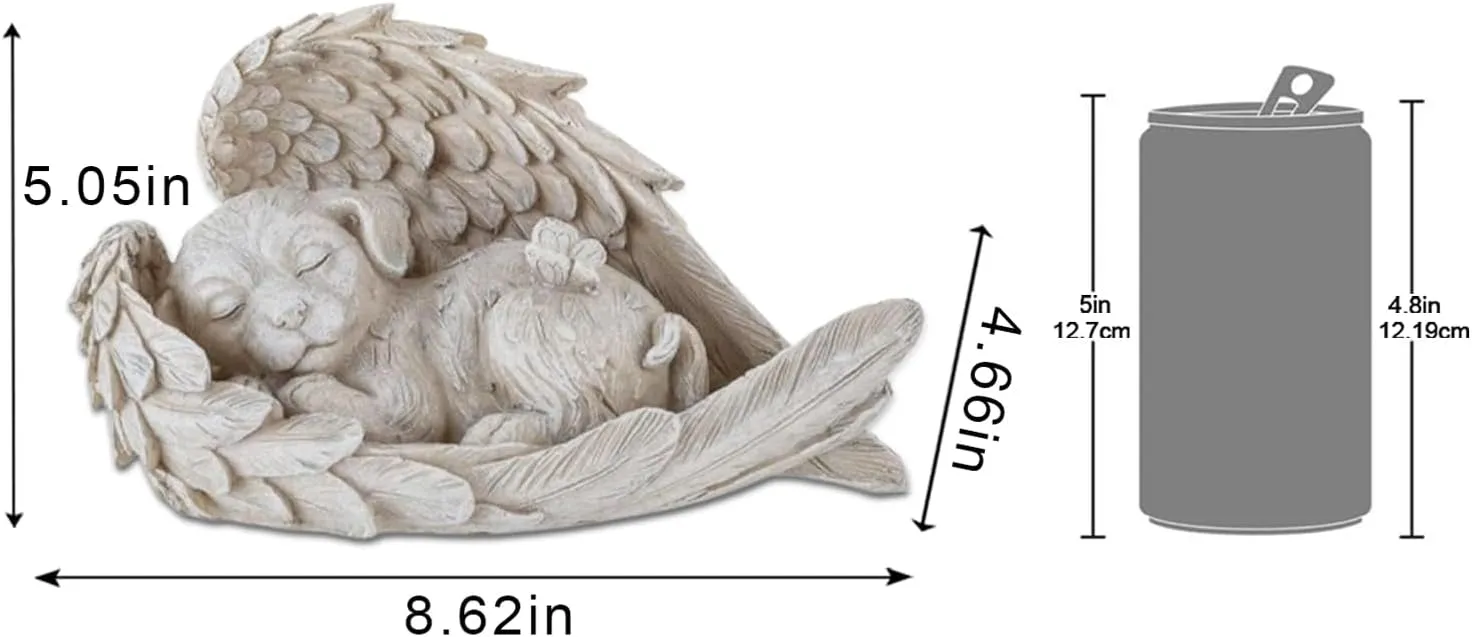 Angel Memorial Dog Statue Commemorates Our Lost Fur Baby,Dog Figurines is Placed in The Outdoor Garden or Tombstone