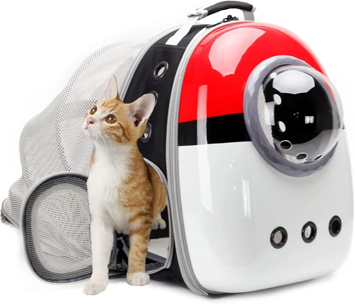 Back Expandable Cat Backpack Carrier, Fit up to 12 lbs, Hard Shell Window Pet Carrier Backpack for Cat and Small Puppy