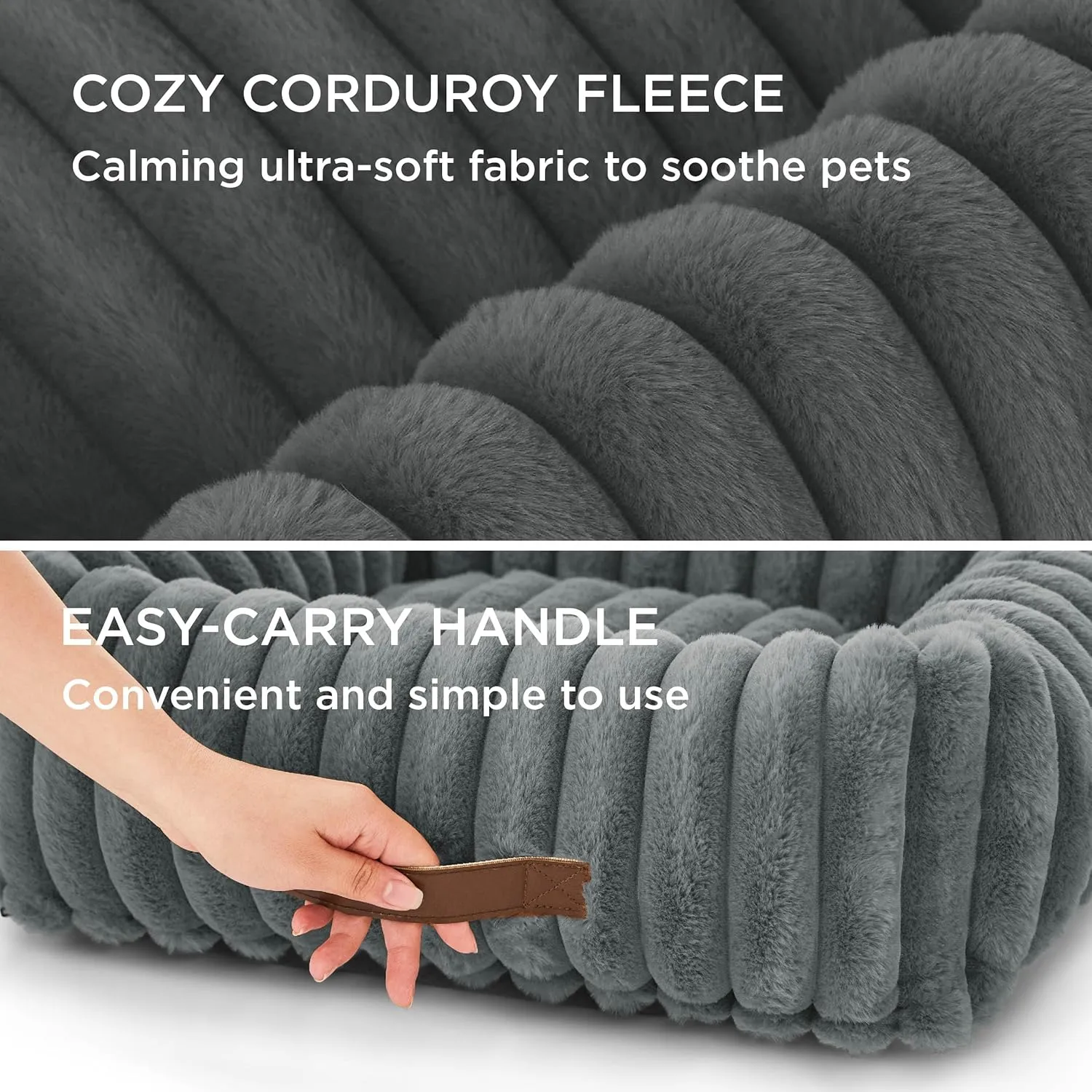 Bedsure Cute Dog Bed for Extra Large Dogs - Washable Furry Puppy Beds, Rectangle Orthopedic XL Pet Beds with Removable Zipper Cover, 43x30x8inches, Warm Grey