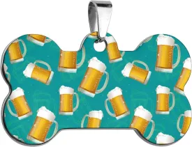Beer Mug Pattern Pet ID Tags Personalized Stainless Steel Dog Tags Bone Shape Cat Collar Tags Accessories