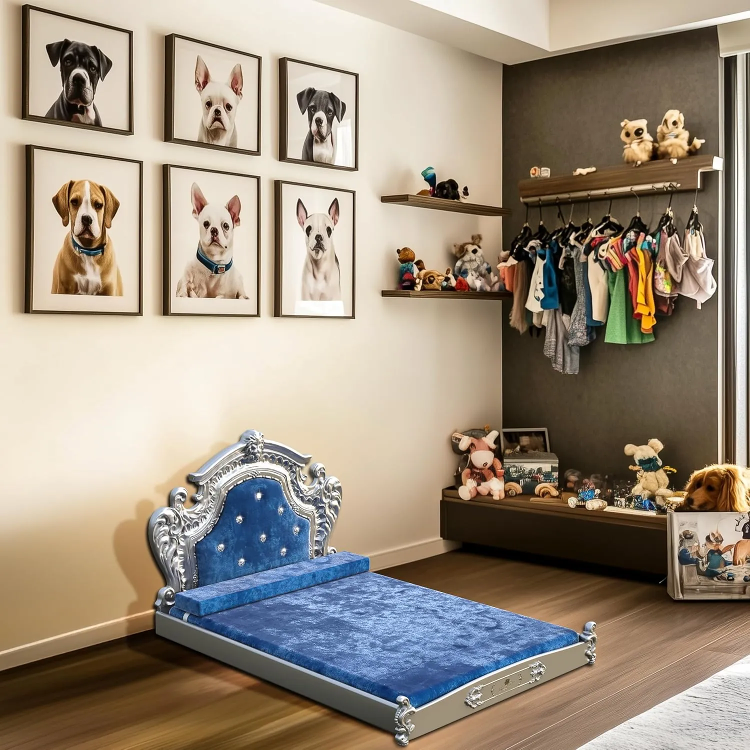 BingoPaw Large Dog Sofa: Modern Tufted Jumbo Couch Bed - Velvet Pet Giant Snuggle Lounger Memory Foam with Washable Cover for Large Breed Dogs