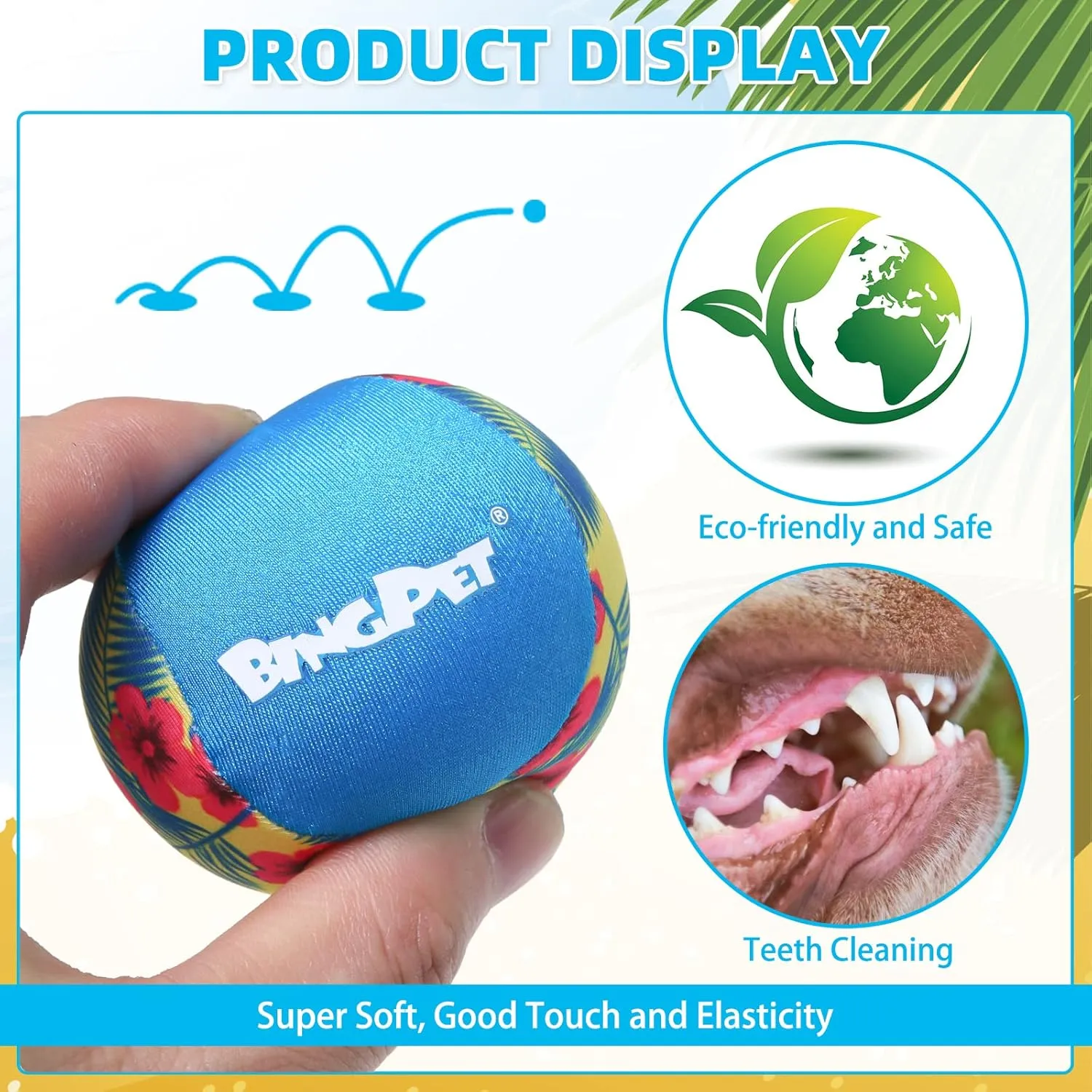BINGPET Dog Pool Toy Floating Balls, 2 Pcs Dog Water Ball for Summer Swimming Bouncing Ball Pool Toys, Interactive Soft Dog Chew Balls for Small and Medium Dogs