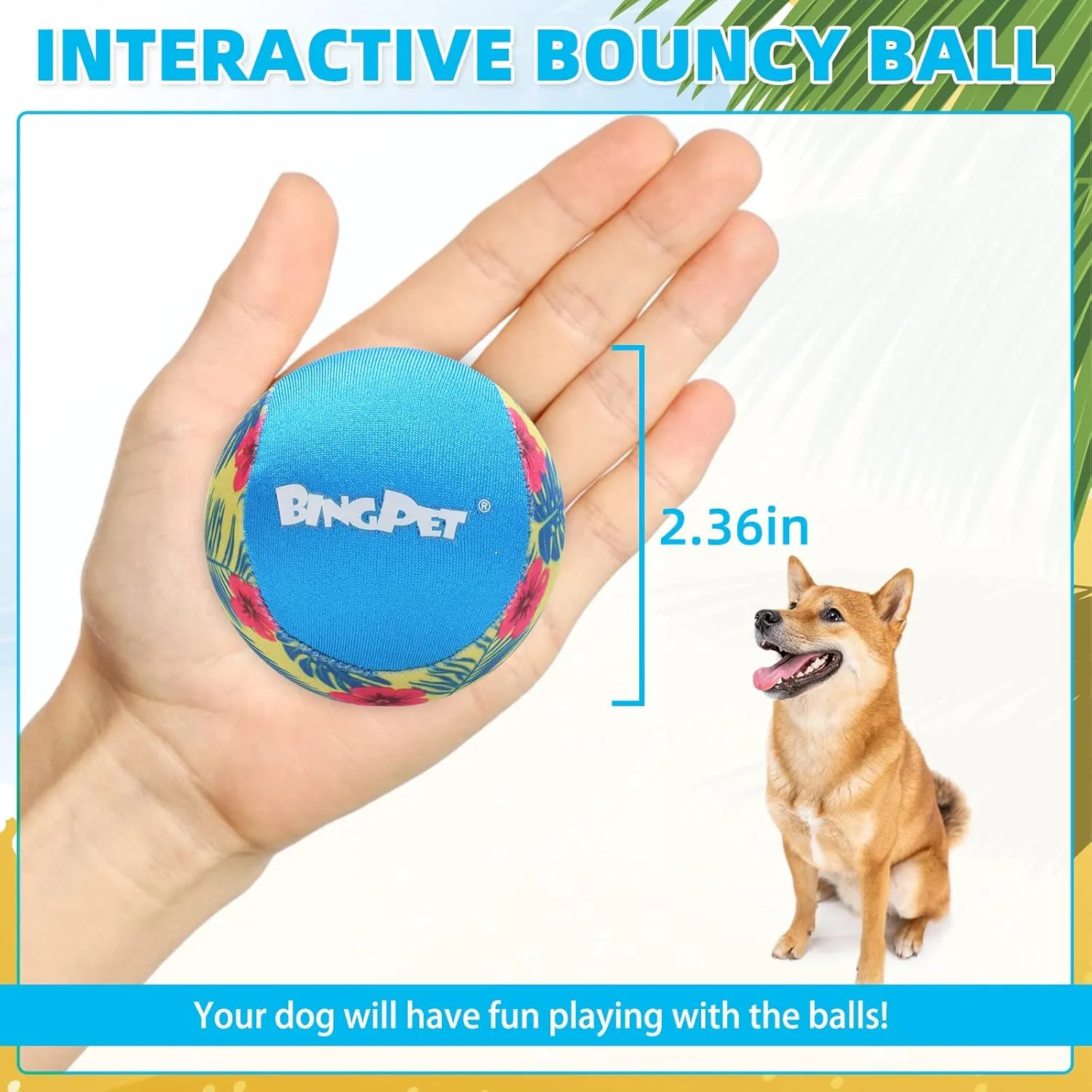 BINGPET Dog Pool Toy Floating Balls, 2 Pcs Dog Water Ball for Summer Swimming Bouncing Ball Pool Toys, Interactive Soft Dog Chew Balls for Small and Medium Dogs