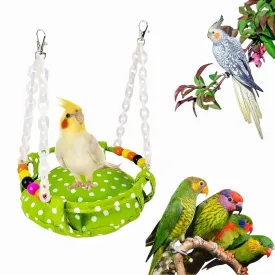 Bird Nest for Cage Parakeets Sleeping Bed Hanging Bird Hammock Parrot Bed Nest Wooden Perch Stand Swing for Conure, Budgie, Lovebird, Finch, Small Pets-Round