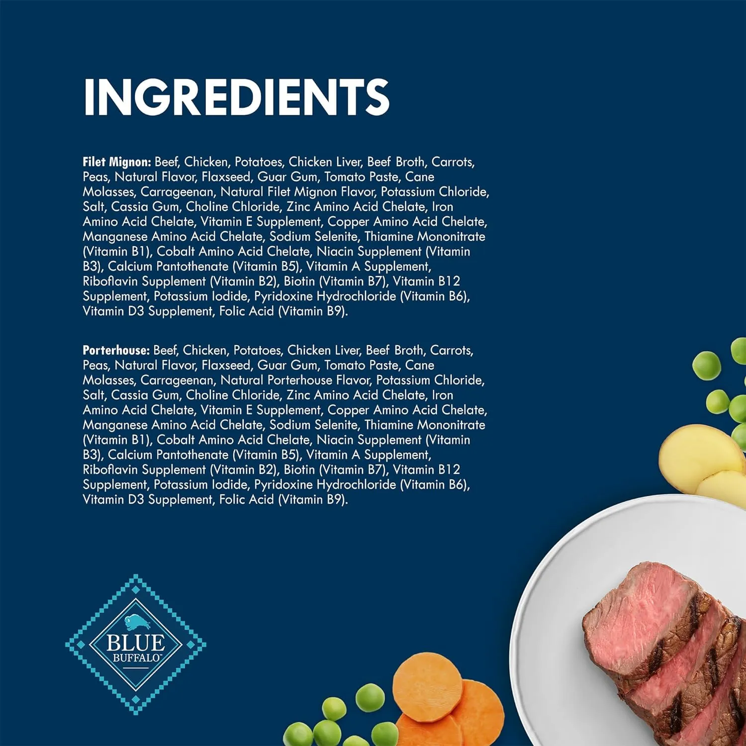 Blue Buffalo Delights Natural Adult Small Breed Wet Dog Food Variety Pack, Made with Natural Ingredients, Filet Mignon Flavor Pat & Porterhouse Flavor Pat, 3.5-oz. Cups (12 Count, 6 of Each)