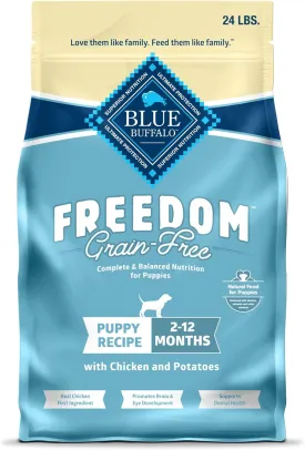 Blue Buffalo Freedom Grain-Free Puppy Dry Dog Food with DHA, Complete & Balanced Nutrition for Puppies, Made in the USA, Chicken & Potatoes, 24-lb Bag