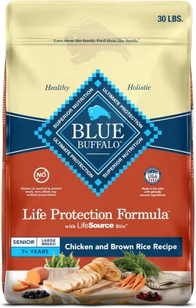 Blue Buffalo Life Protection Formula Large Breed Senior Dry Dog Food, Promotes Joint Health and Immunity, Made with Natural Ingredients, Chicken & Brown Rice Recipe, 30-lb. Bag