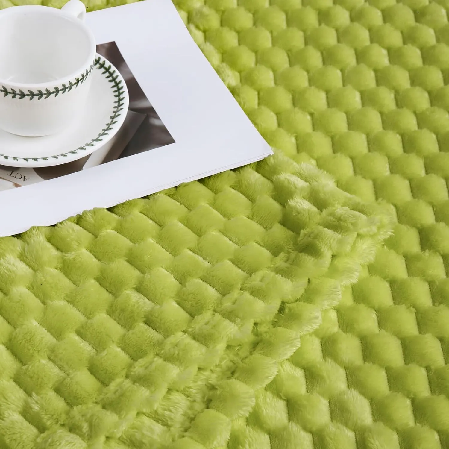 Bnuitland Fruit Green Flannel Throw Blanket (50X40 inches), 300 GSM Fleece Cozy Warm Soft Lightweight Bed Sofa Blanket for Babys and Pets, Suitable for All Seasons