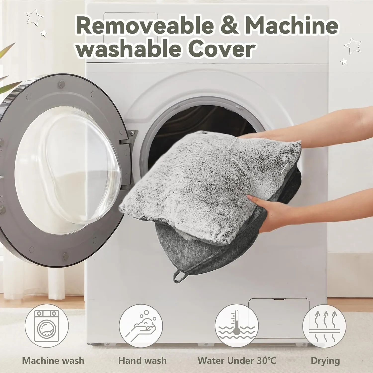 Cat Bed Cave-Cat Beds for Indoor Cats,Kittens and Large Pets,Foldable and Washable with Removable Cushioned and Anti Slip Bottom(Large,Grey)
