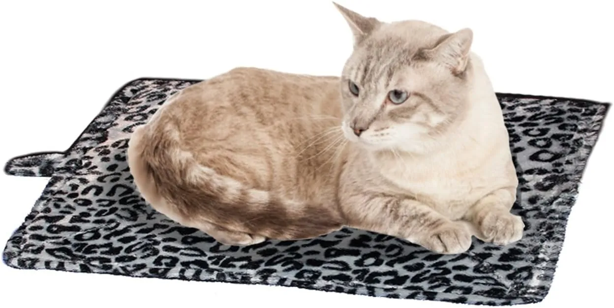 Cat Bed, Purrfect Thermal Cat Mat, Leapord Prints, Gray