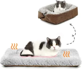 Cat Bed Small Dog Bed Self Warming Heating Cat Pad Extra Warm Thermal Kitten Beds for Indoor Outdoor Kittens Small Pets 24''X20'' (Khaki)