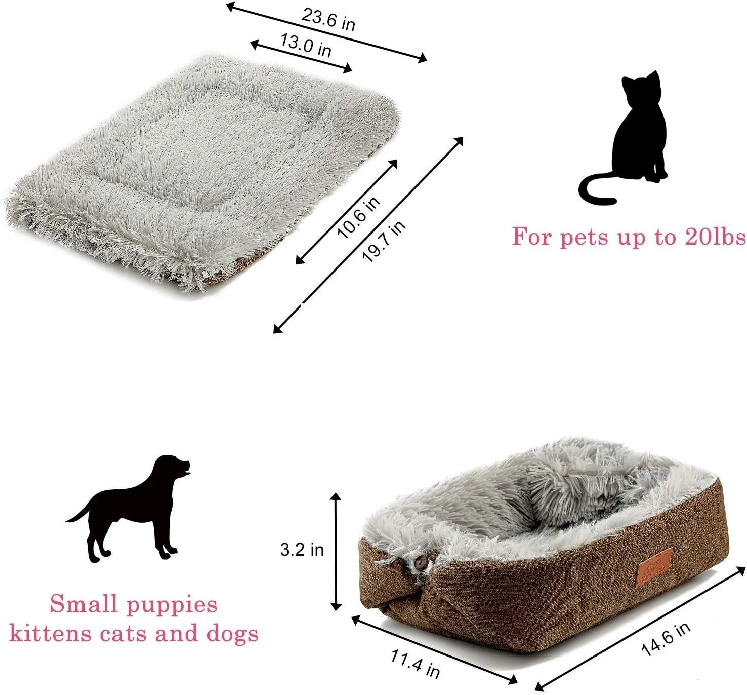 Cat Bed Small Dog Bed Self Warming Heating Cat Pad Extra Warm Thermal Kitten Beds for Indoor Outdoor Kittens Small Pets 24''X20'' (Khaki)