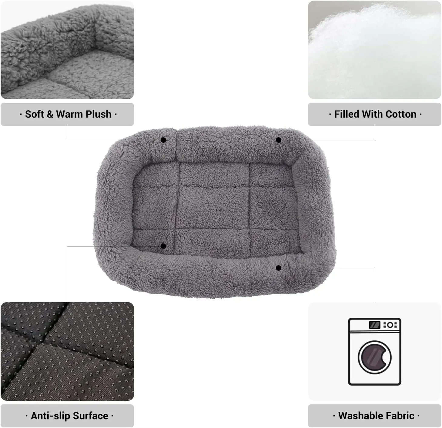 Cat Bed Washable Indoor Cat Cushion Bed, Soft and Cozy Plush Pet Bed-M