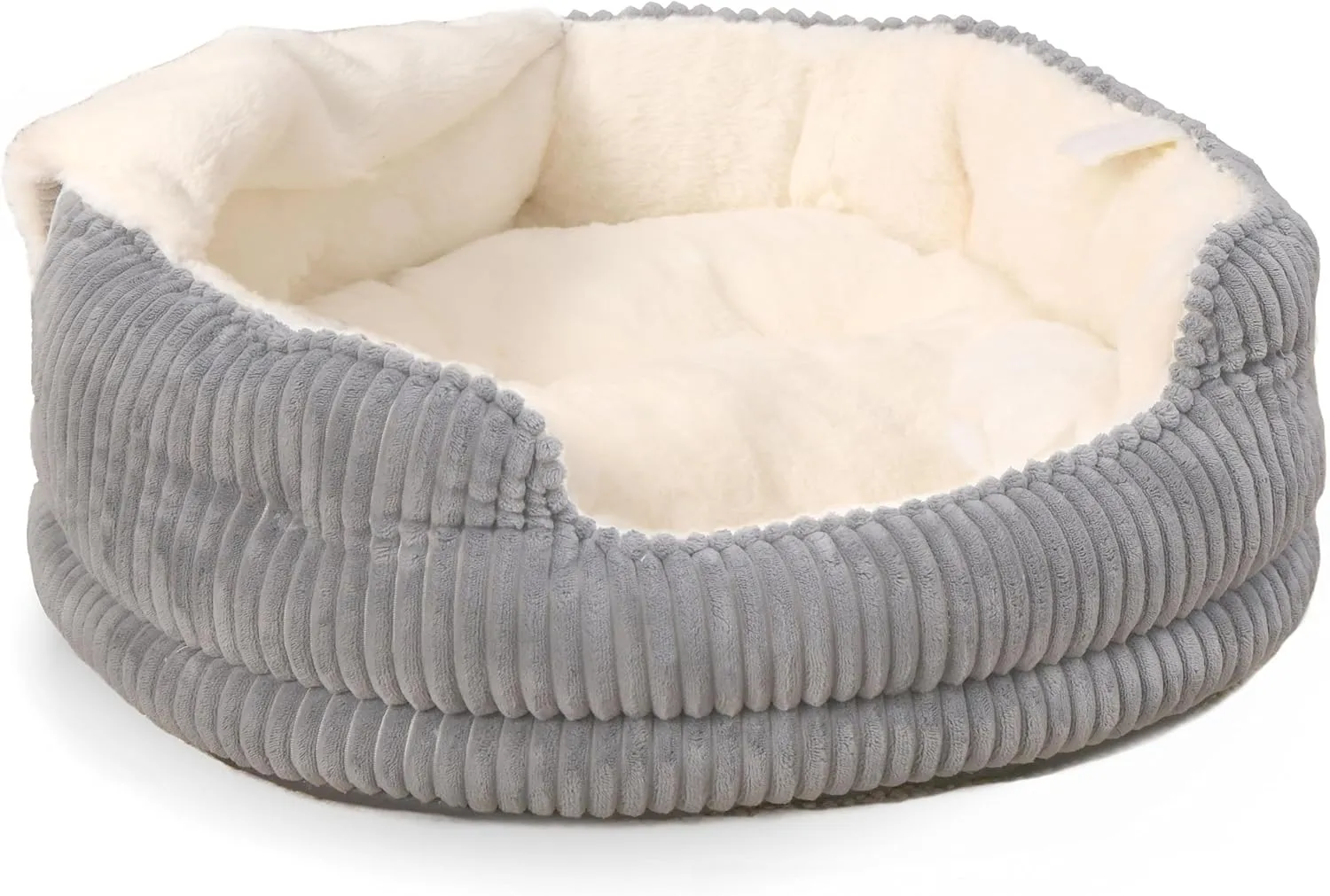 Cat Beds for Indoor Cats,with Soft Hooded Blanket.Comfortable Cute cat Bed,Removable Inner pad Washable with Non-Slip Bottom,Cozy KittenSmall Dog Bed (Grey)