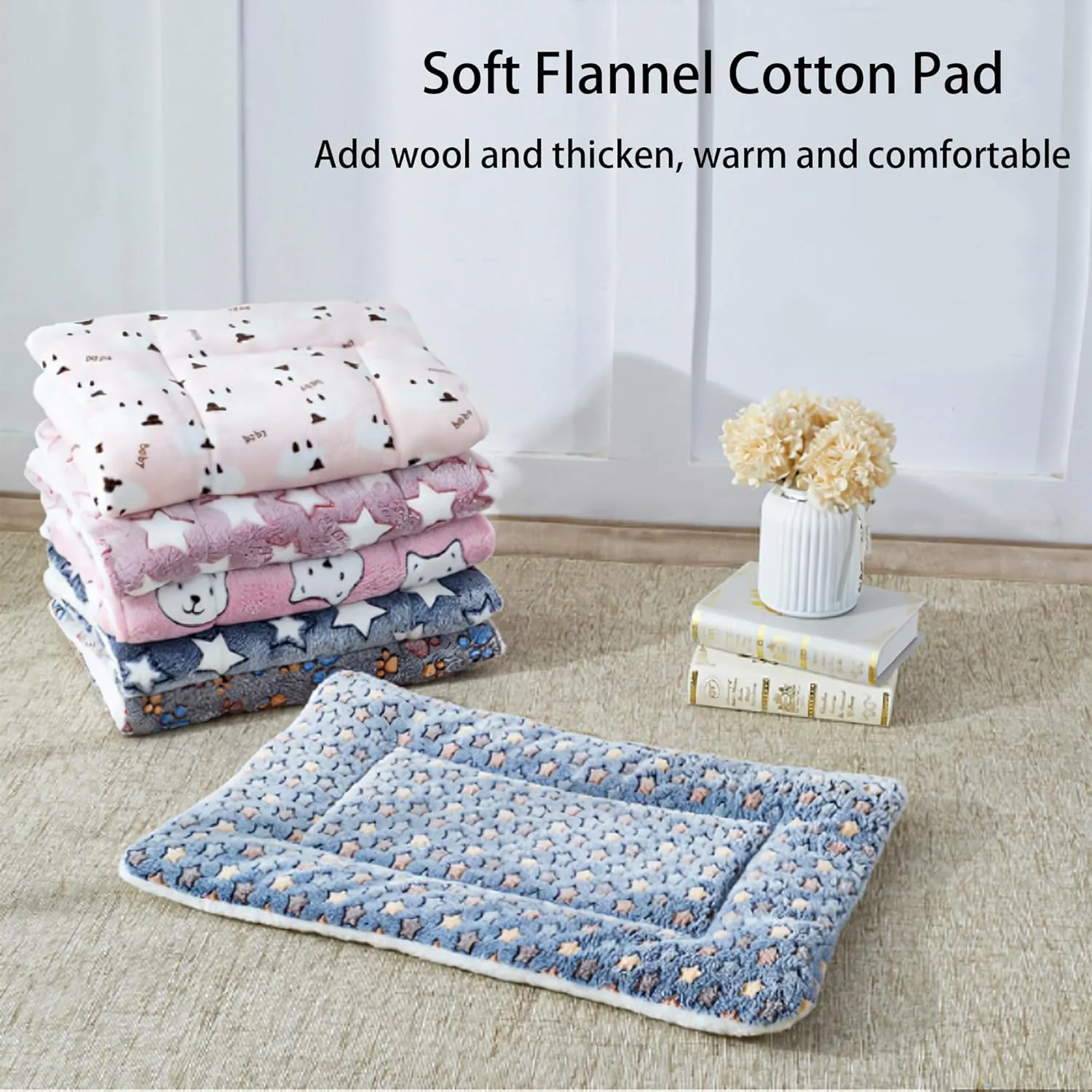 Cat Beds for Outdoor Cats:Flannel Cat Blanket for Indoor Cats,Self Warming Mat Soft and Comfortable,Crate Pads for Small Dog for Sleeping,Machine Washable (C, 13" x 18")