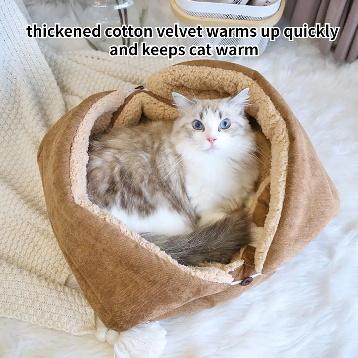 Cat Beds Small Dog Bed, Self Warming Cat Dog Mat Washable Warm Fluffy Pet Pad Calming Cushion Soft Kitty Bed for Indoor Outdoor Crate Pets Cat Small Dog Sleeping (Light Gray,Small)
