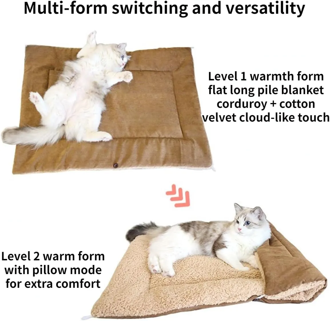 Cat Beds Small Dog Bed, Self Warming Cat Dog Mat Washable Warm Fluffy Pet Pad Calming Cushion Soft Kitty Bed for Indoor Outdoor Crate Pets Cat Small Dog Sleeping (Light Gray,Small)