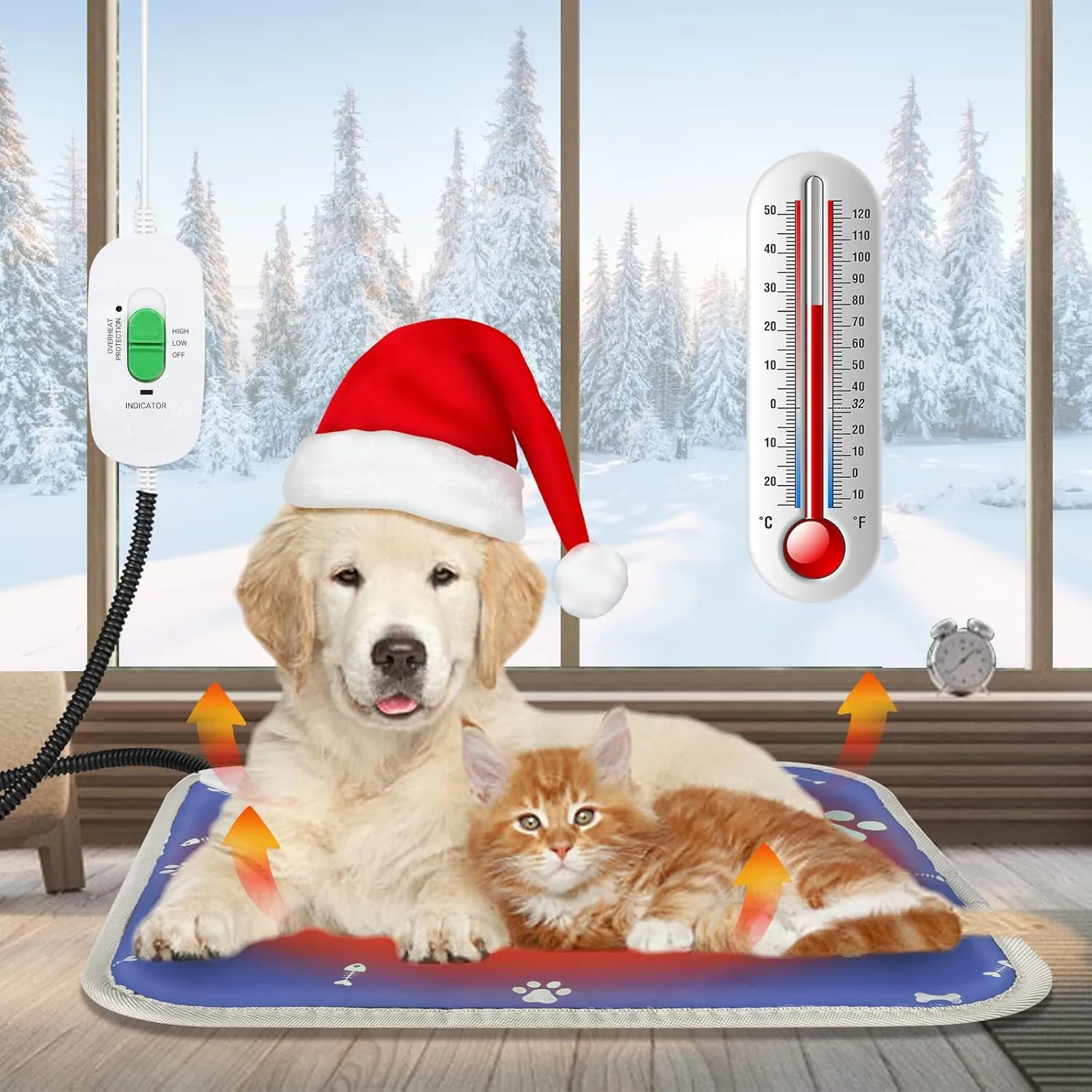 Cat Dog Heat Heating Pad, 18x18 in, Nylon, Waterproof, Chew Resistant Cord, Auto Constant Temperature, Pet Bed Mat