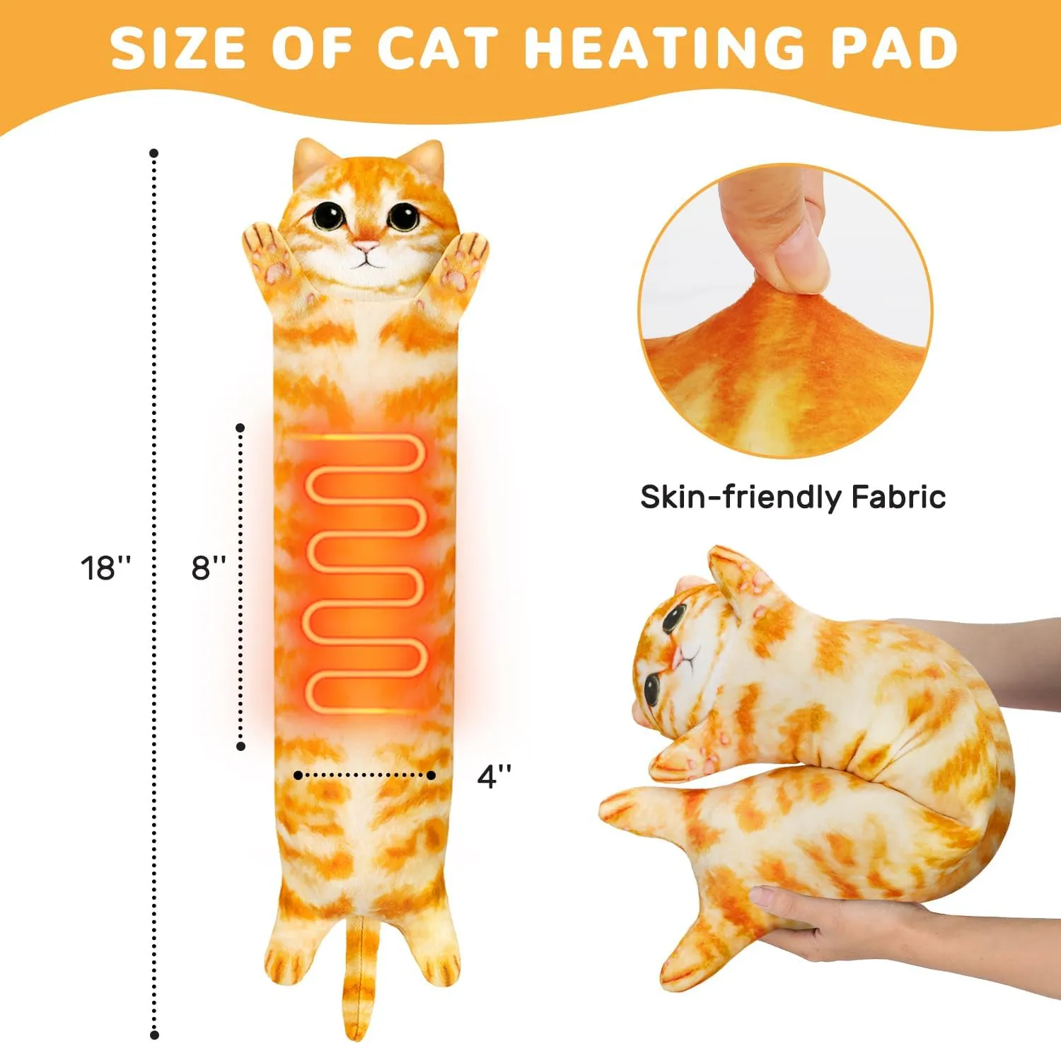 Cat Heating Pad for Period Cramps Menstrual Pain Relief, Portable Electric Heat Pads USB Powered, Cute Stuff Stuffed Animals Funny Gifts for Women Teen Girls Kids Cat Lovers Birthday Easter Christmas