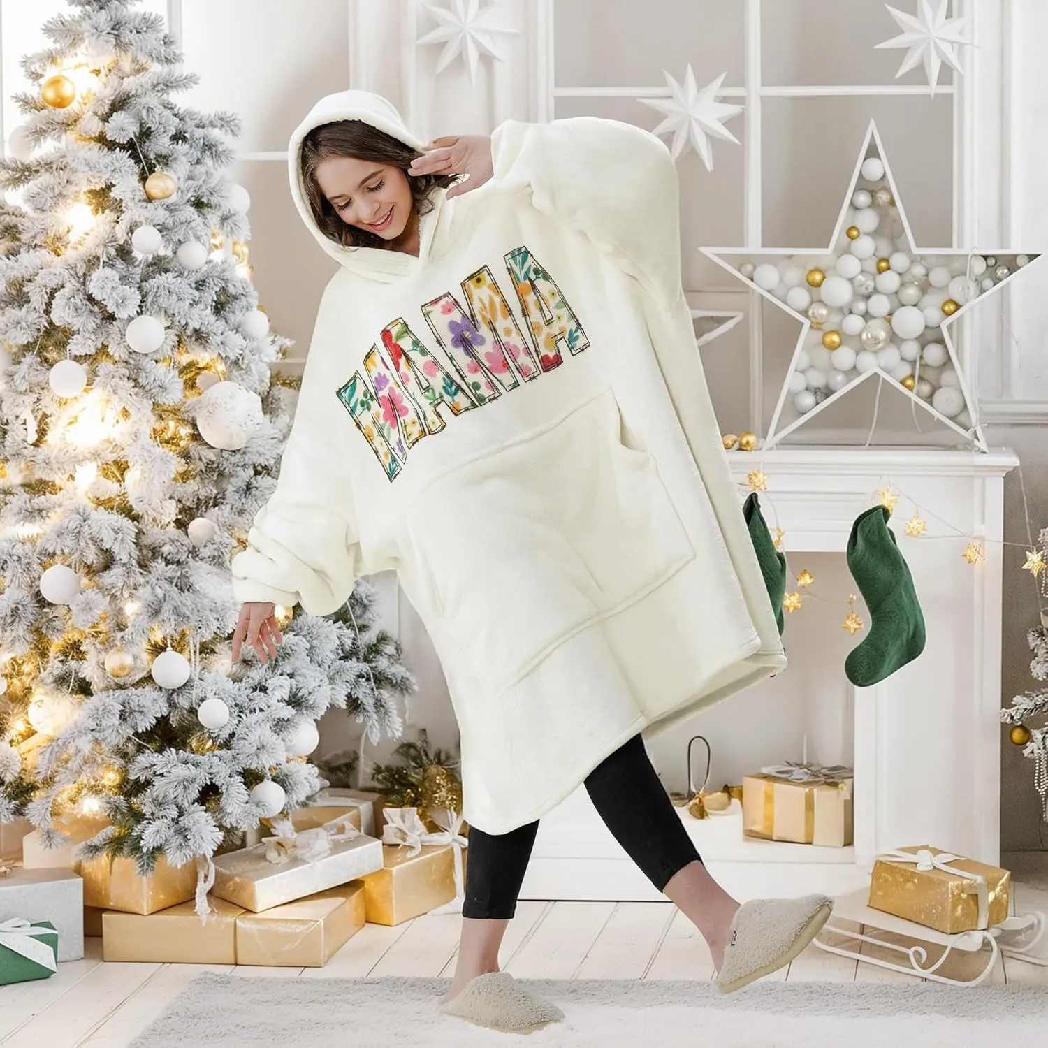Cat Lover Gifts for Women Mothers Day Gift for Cat Lover Mom Lady Birthday Gift Wearable Blanket Hoodie for Women Mom Daughter Wife Aunt Her Oversized Sherpa Fleece Blanket Sweatshirt
