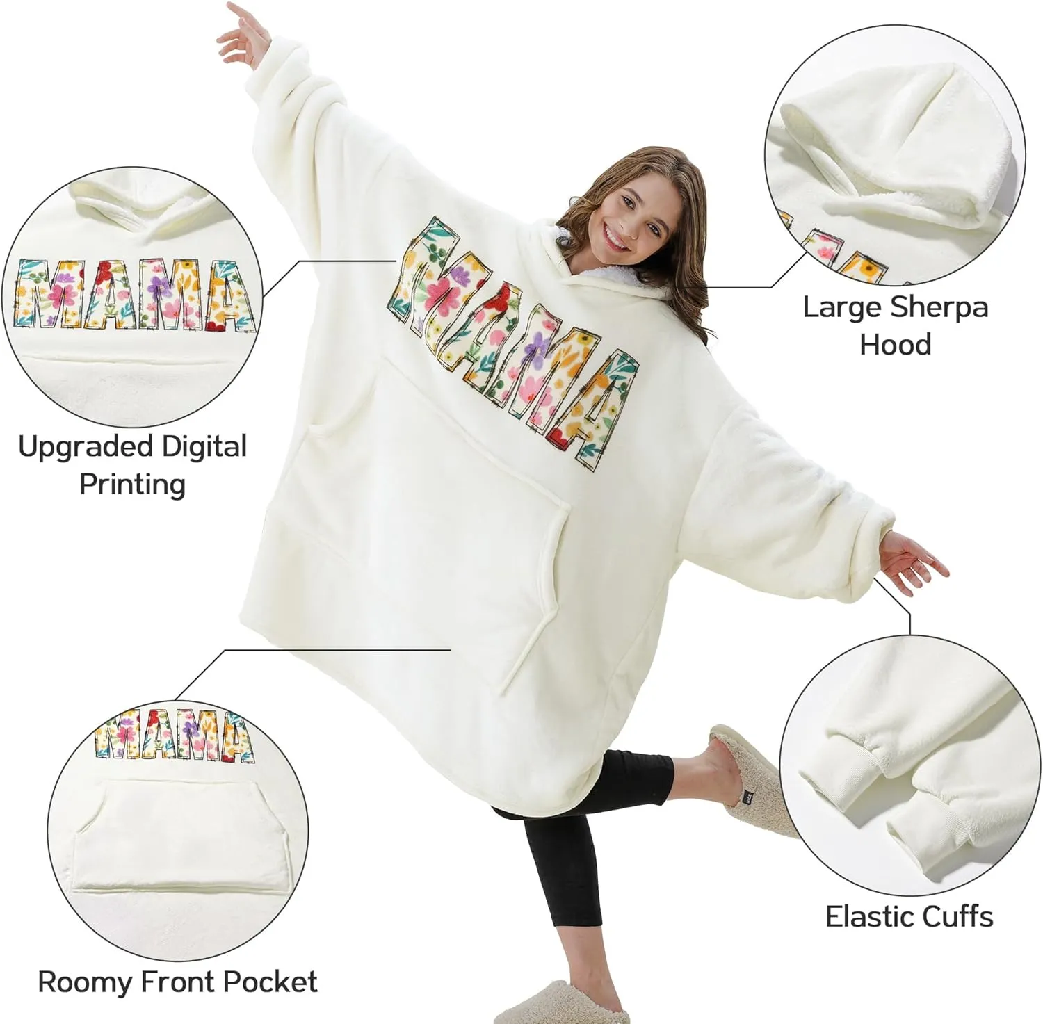 Cat Lover Gifts for Women Mothers Day Gift for Cat Lover Mom Lady Birthday Gift Wearable Blanket Hoodie for Women Mom Daughter Wife Aunt Her Oversized Sherpa Fleece Blanket Sweatshirt