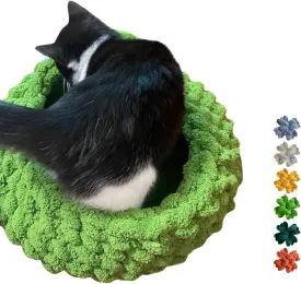 Cat Nest Bed  Premium Handwoven Washable Extra Soft Round Cave House Furniture for Indoor Kitten (LGreen,Large)