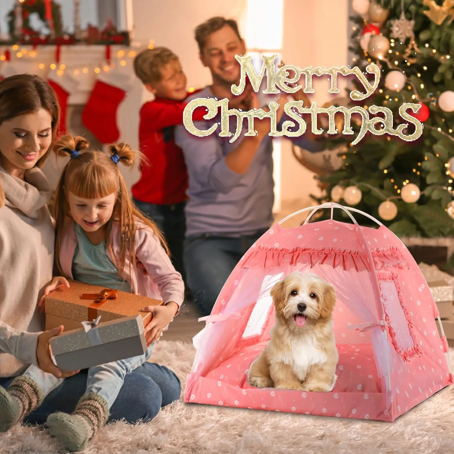 Cat Princess Bed Tent House - Kitty Cute Tent Indoor,Small Dog House Indoor/Outdoor Cave Nest Bed Small Dog Tent for Cat,Puppy Tent (15.7"x15.7"x14.5"/Pink)