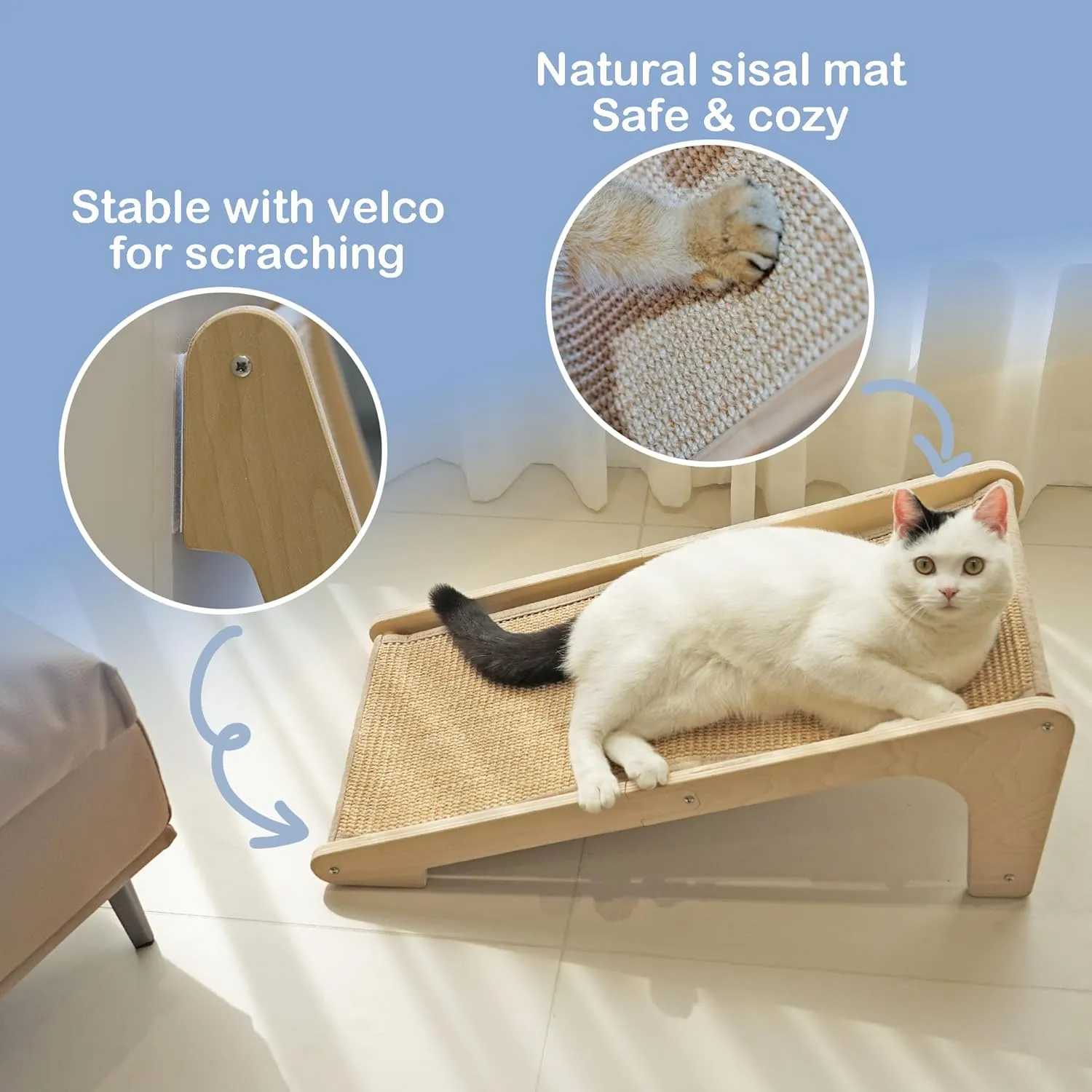 Cat Scratcher, L-Shape Cat Scratching Pad, 27 Inch Sisal Scratching Ramp, Protecting Furniture Scratch Pads for Indoor Cats, Catnip, Large
