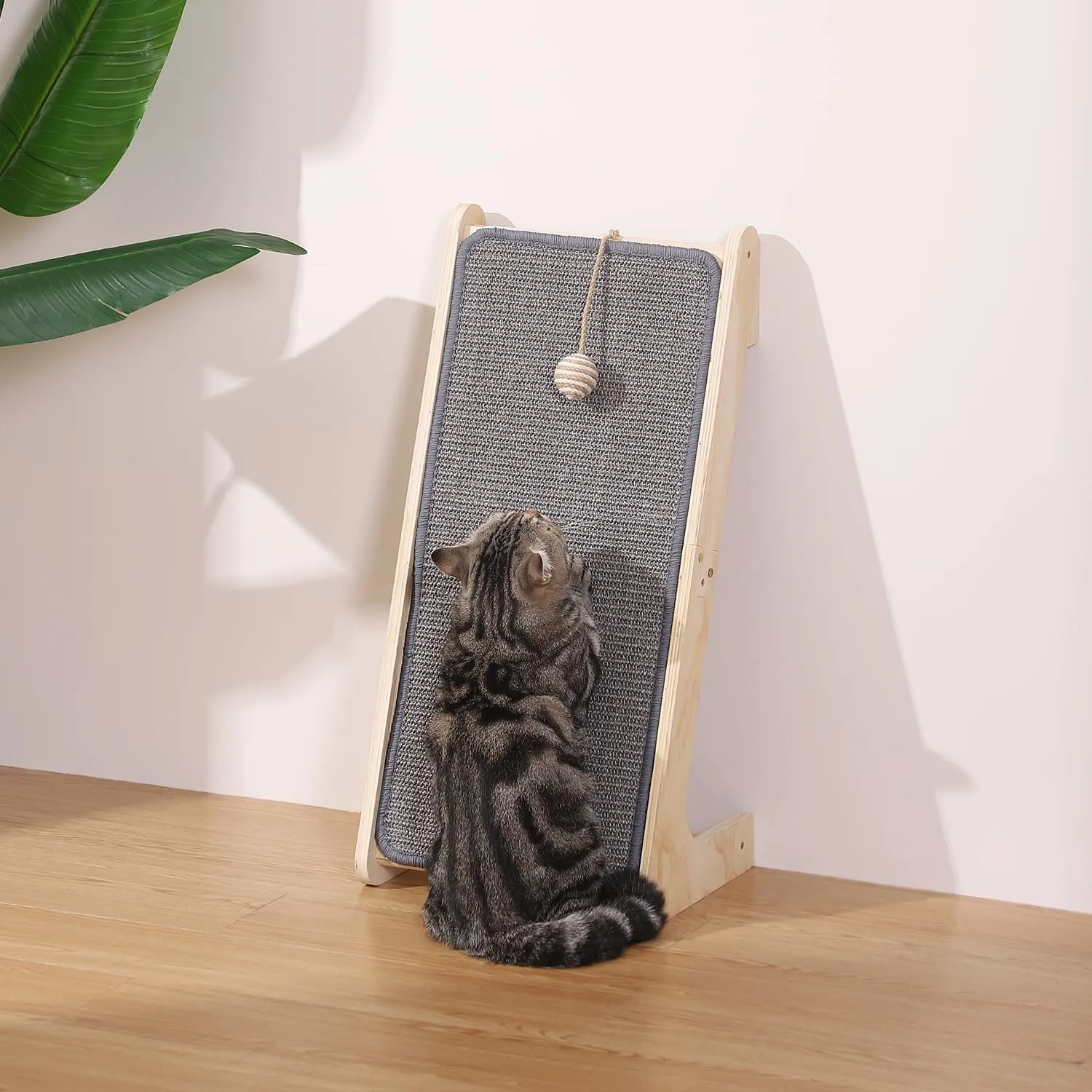 Cat Scratcher Ramp, L Shaped Scratchers for Indoor Cats, Sisal Scratch Pad Furniture Protector, Scratching Board With Ball Toy