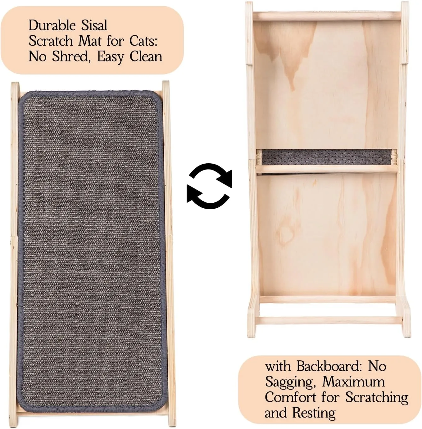 Cat Scratcher Ramp, L Shaped Scratchers for Indoor Cats, Sisal Scratch Pad Furniture Protector, Scratching Board With Ball Toy