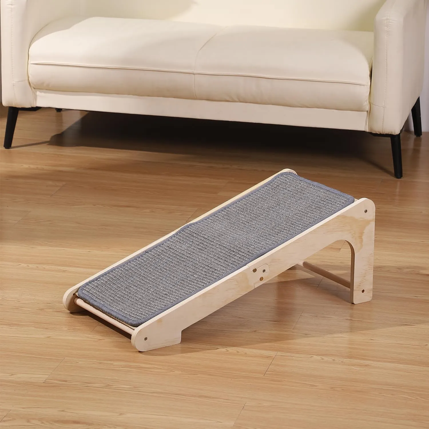 Cat Scratcher Ramp, L Shaped Scratchers for Indoor Cats, Sisal Scratch Pad Furniture Protector, Scratching Board With Ball Toy